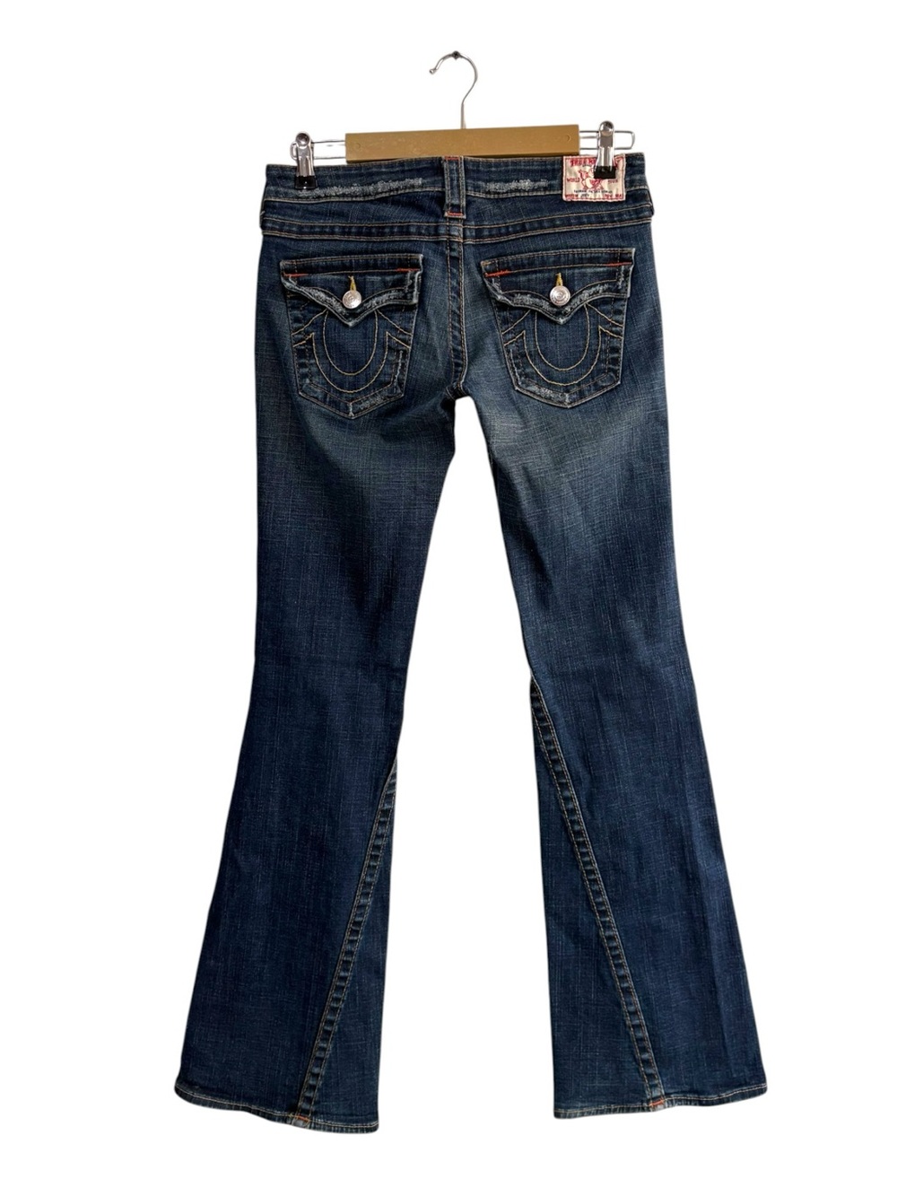 True Religion Dark Blue Flare Jeans with Signature Back Pockets